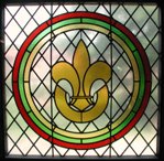 Stained glass window rescued from the 1966 HQ that was destroyed by fire.